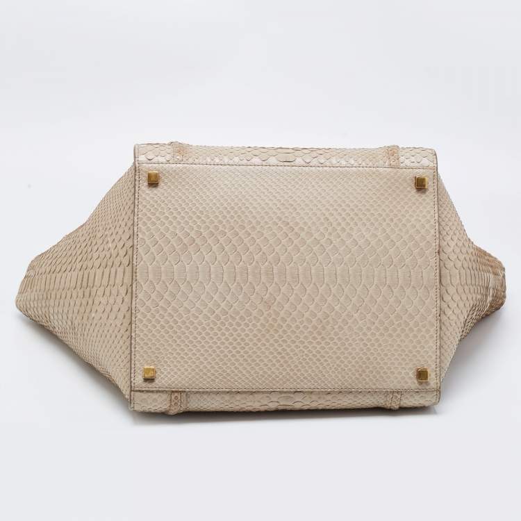 Pre Owned Celine Grey Python Mini Luggage Tote