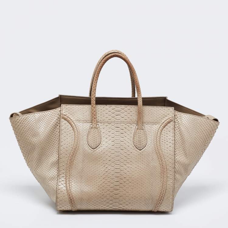 Pre Owned Celine Grey Python Mini Luggage Tote