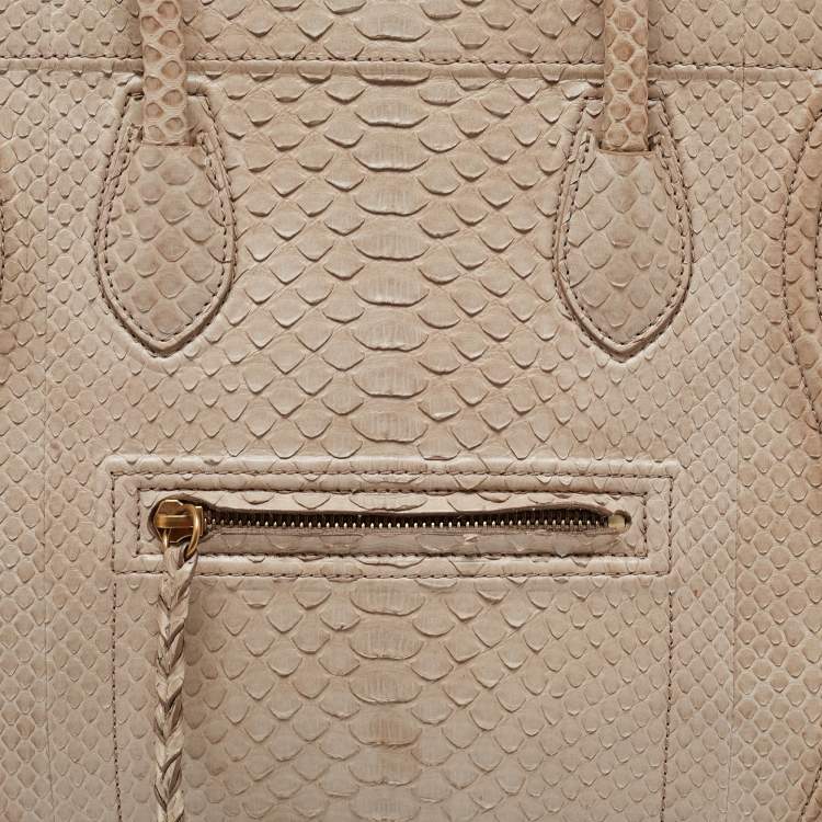 Pre Owned Celine Grey Python Mini Luggage Tote
