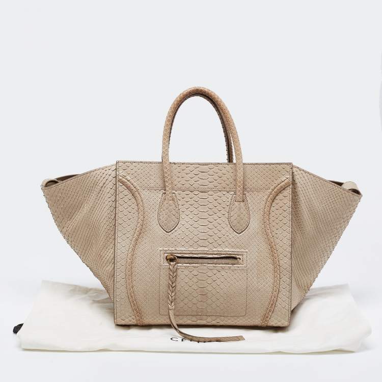 Pre Owned Celine Grey Python Mini Luggage Tote