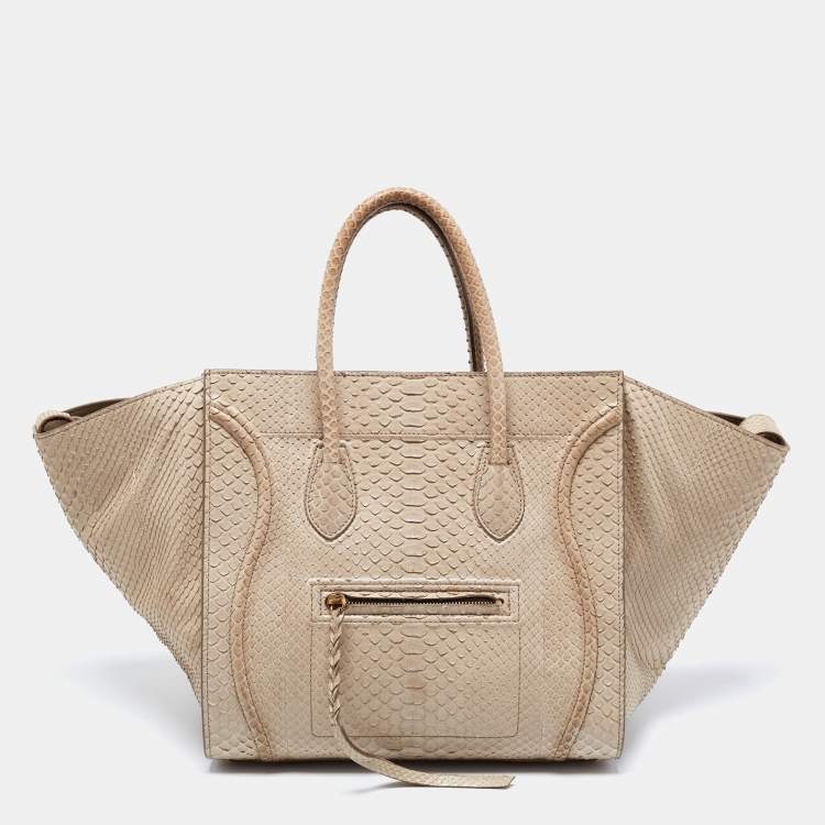 Pre Owned Celine Grey Python Mini Luggage Tote