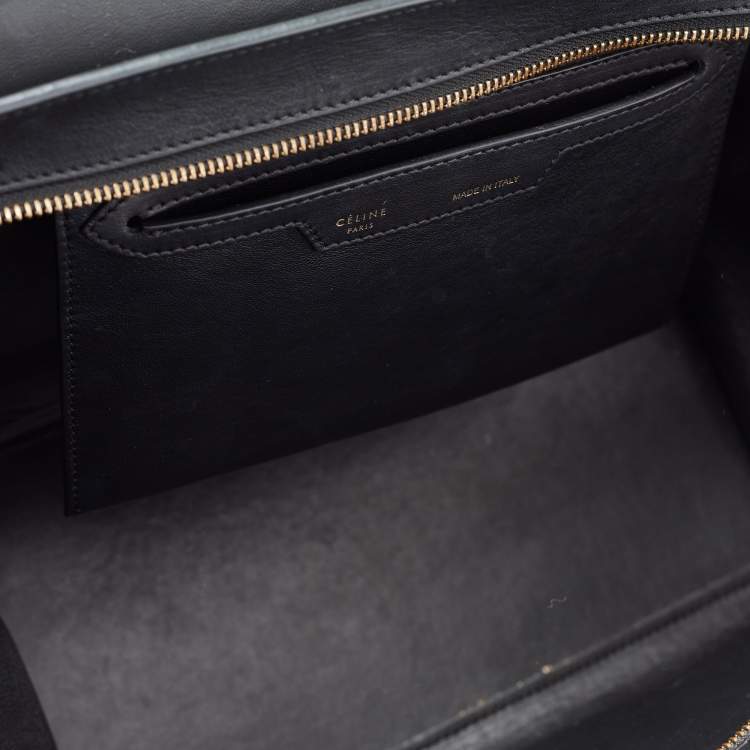 Pre Owned Celine Black Croc Embossed, Leather and Suede Medium Trapeze Bag