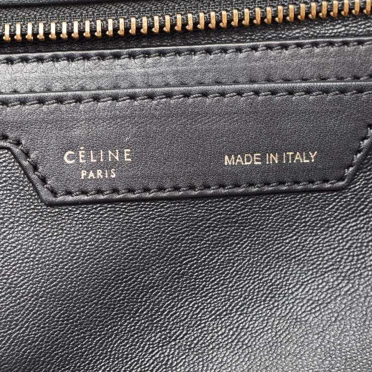 Pre Owned Celine Black Croc Embossed, Leather and Suede Medium Trapeze Bag