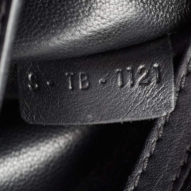 Pre Owned Celine Black Croc Embossed, Leather and Suede Medium Trapeze Bag