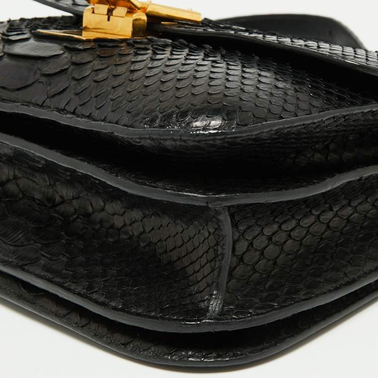 Pre Owned Celine Black Python Medium Classic Box Shoulder Bag