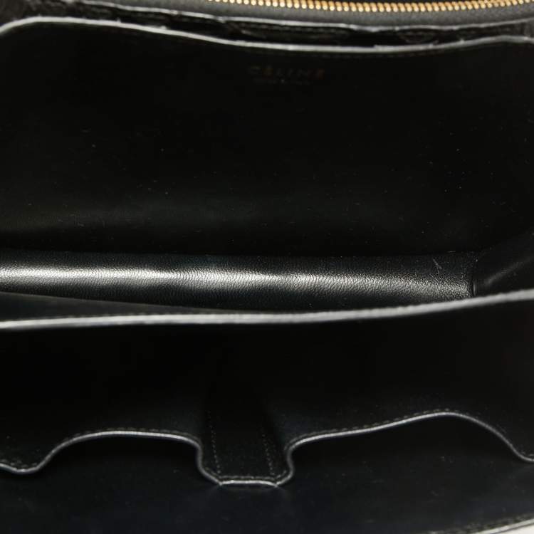 Pre Owned Celine Black Python Medium Classic Box Shoulder Bag