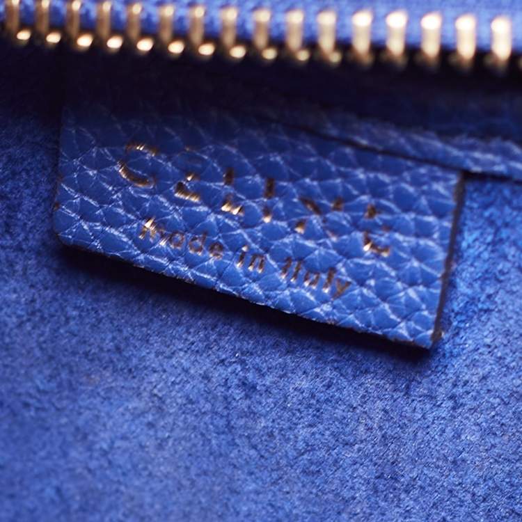 Pre Owned Celine Blue Leather Nano Luggage Tote