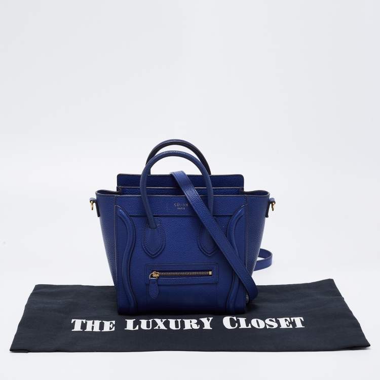 Pre Owned Celine Blue Leather Nano Luggage Tote
