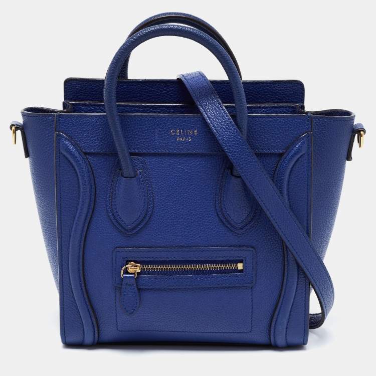 Pre Owned Celine Blue Leather Nano Luggage Tote