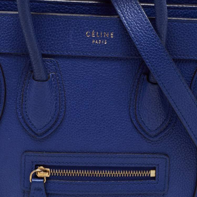 Pre Owned Celine Blue Leather Nano Luggage Tote