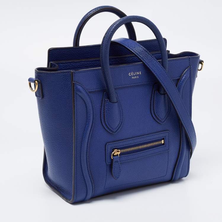 Pre Owned Celine Blue Leather Nano Luggage Tote