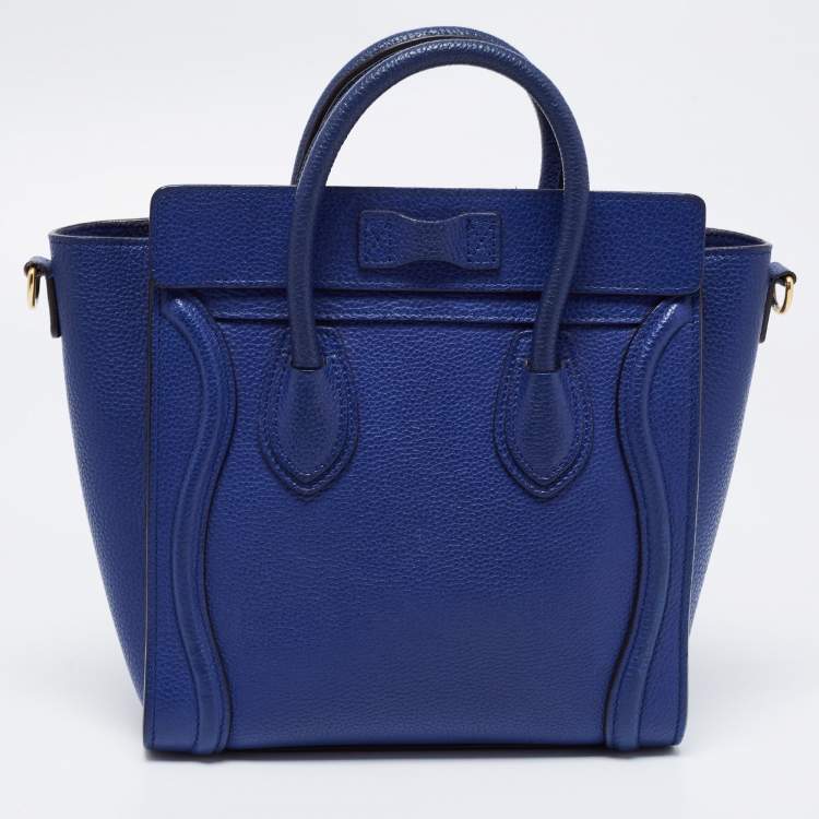 Pre Owned Celine Blue Leather Nano Luggage Tote