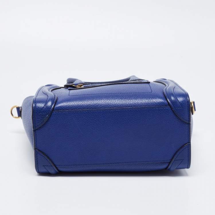 Pre Owned Celine Blue Leather Nano Luggage Tote