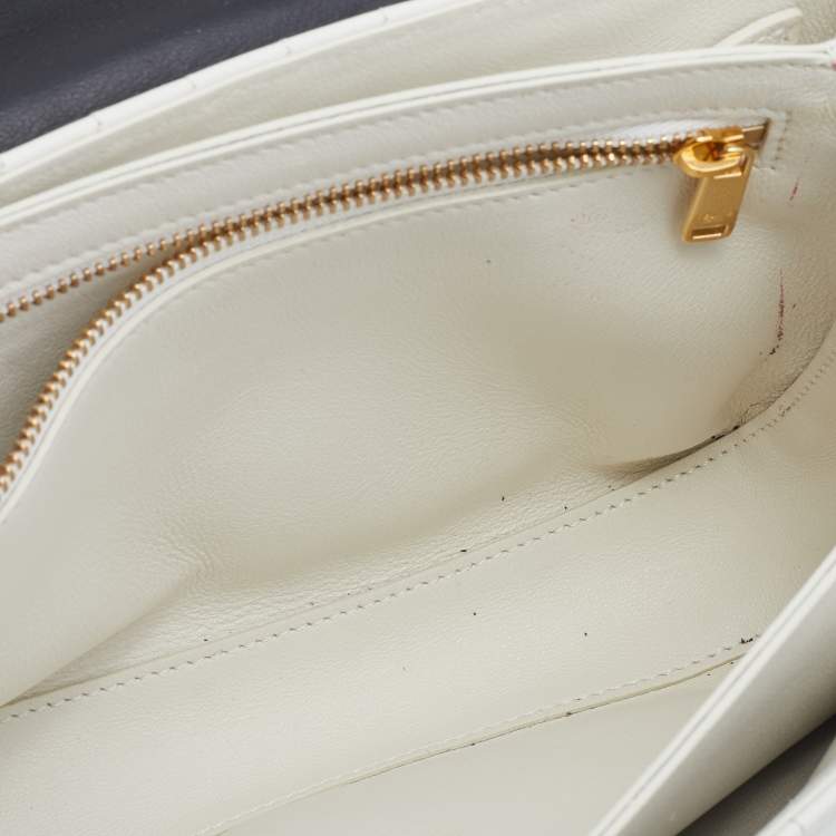 Pre Owned Celine Black/White Quilted Leather Medium C Bag