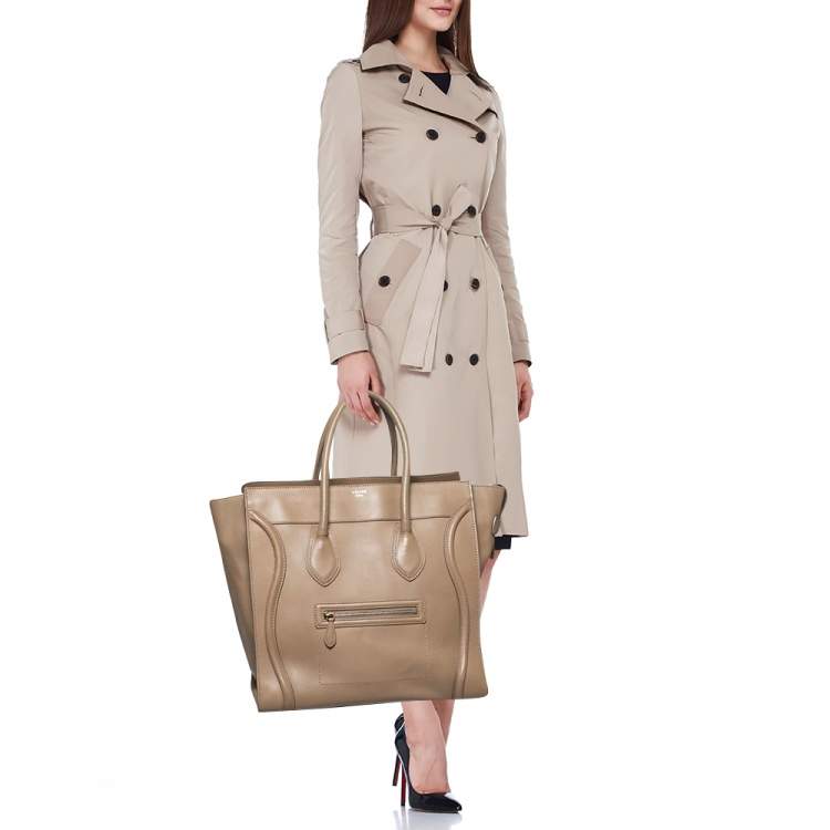 Pre Owned Celine Beige Leather Large Luggage Tote