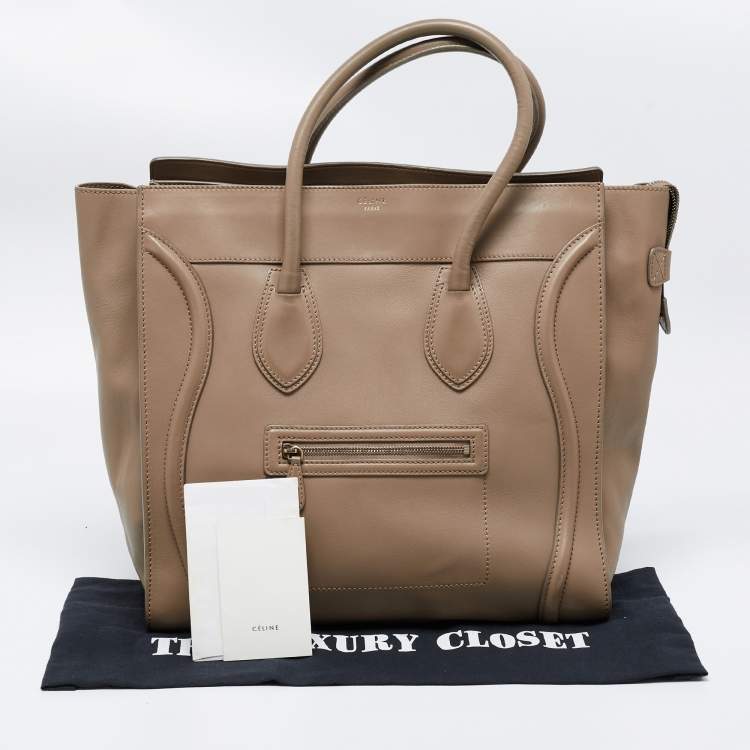 Pre Owned Celine Beige Leather Large Luggage Tote