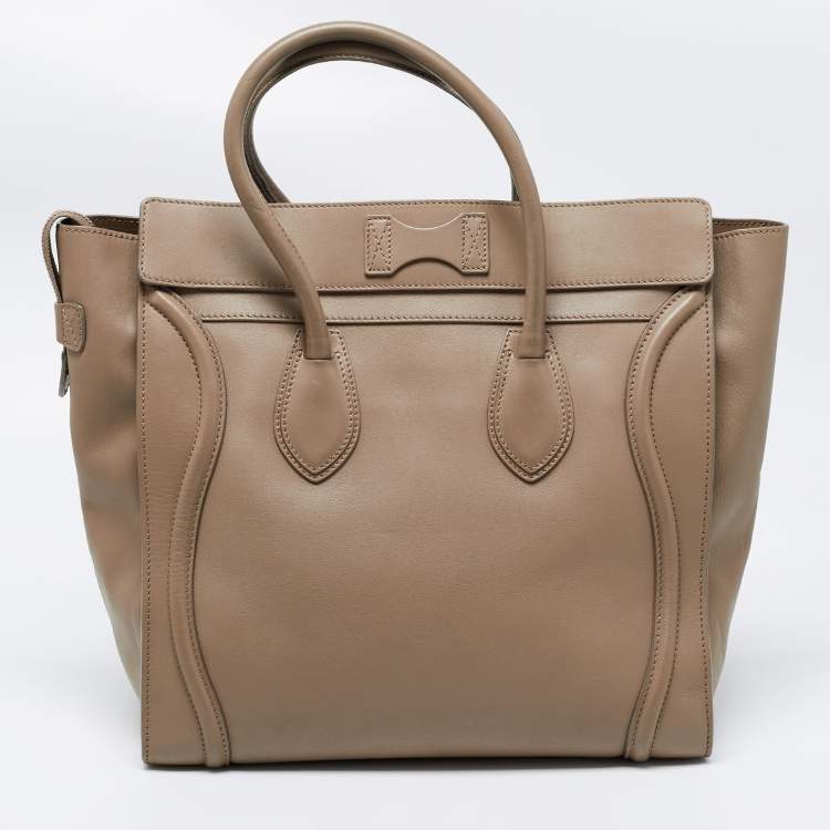 Pre Owned Celine Beige Leather Large Luggage Tote