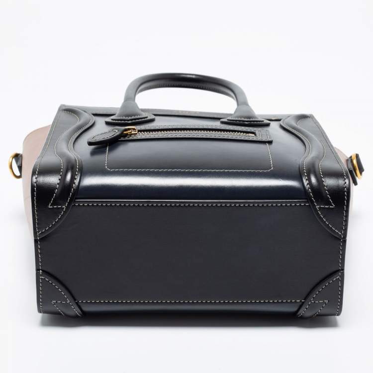 Pre Owned Celine Black/Grey Leather Micro Luggage Tote