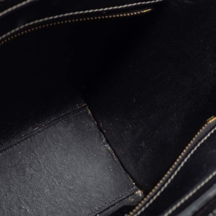 Pre Owned Celine Black/Grey Leather Micro Luggage Tote
