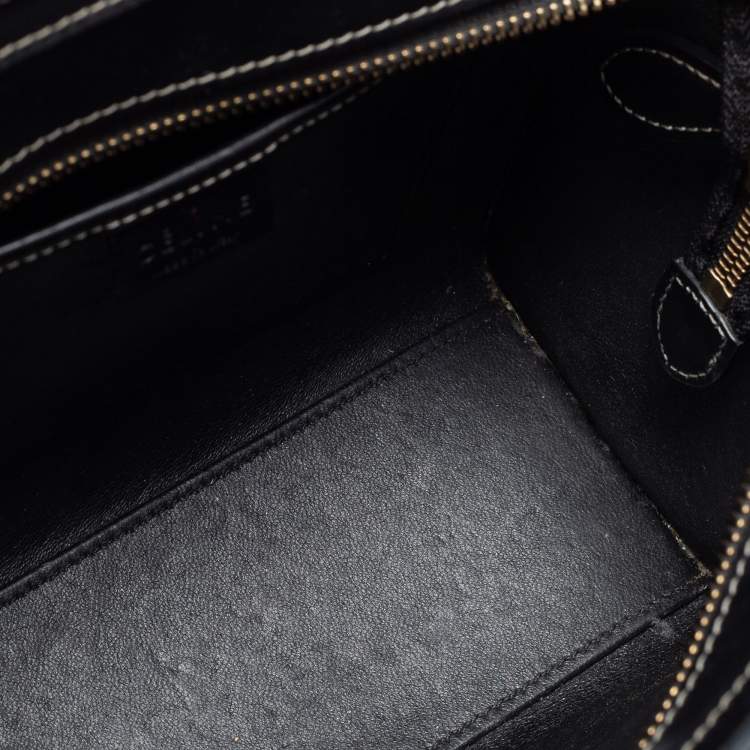 Pre Owned Celine Black/Grey Leather Micro Luggage Tote