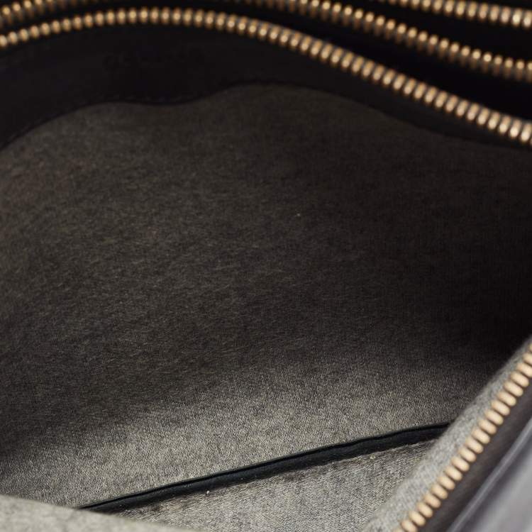 Pre Owned Celine Black Leather Large Trio Crossbody Bag