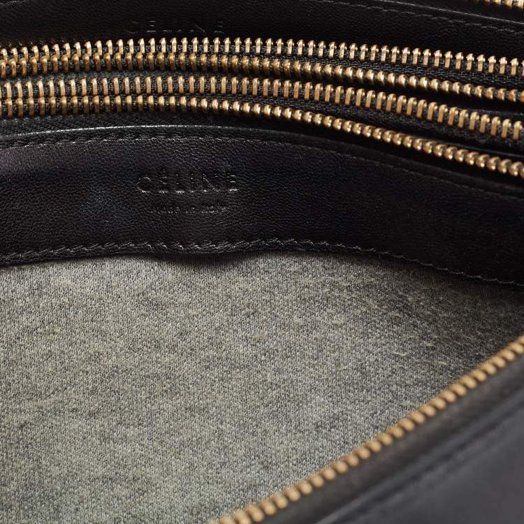 Pre Owned Celine Black Leather Large Trio Crossbody Bag