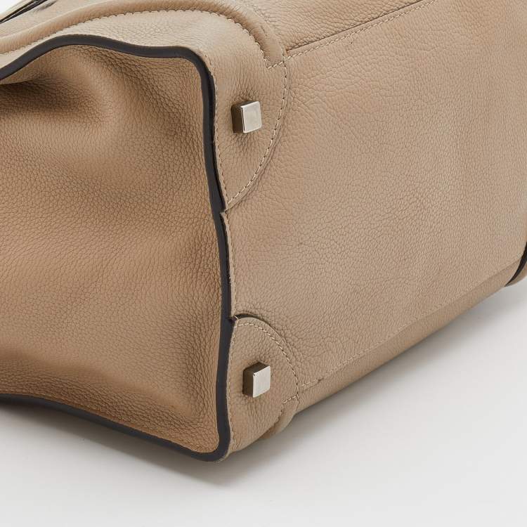 Pre Owned Celine Beige Leather Mini Luggage Tote