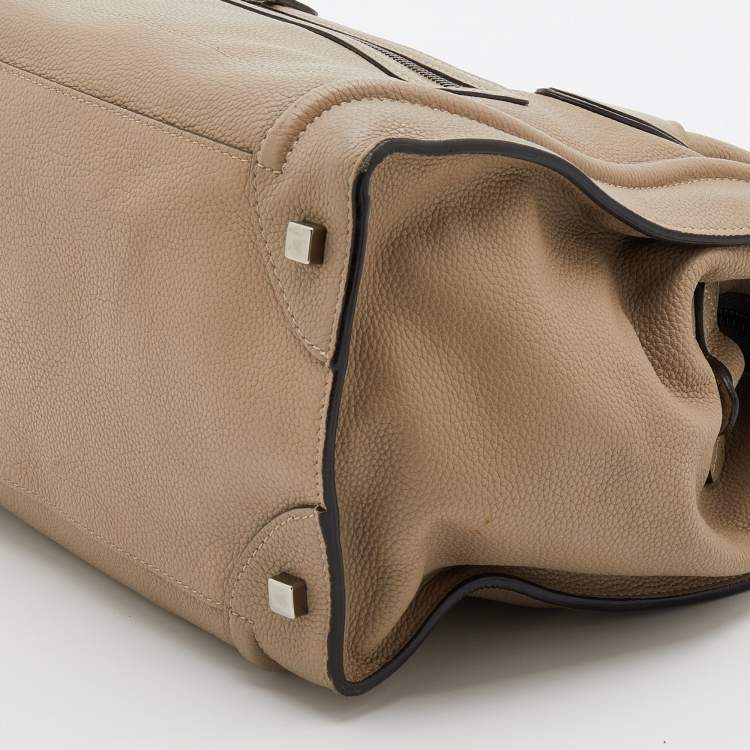 Pre Owned Celine Beige Leather Mini Luggage Tote