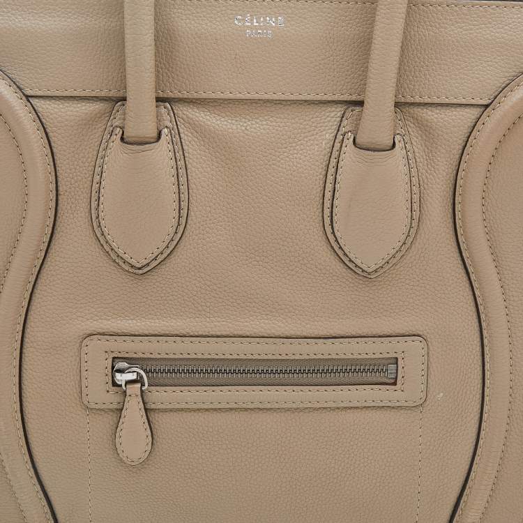 Pre Owned Celine Beige Leather Mini Luggage Tote