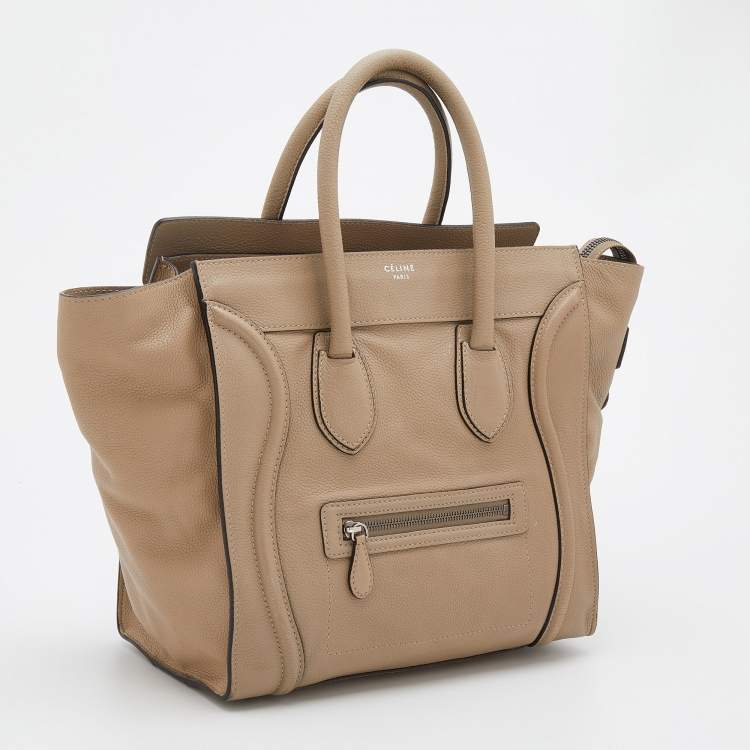 Pre Owned Celine Beige Leather Mini Luggage Tote