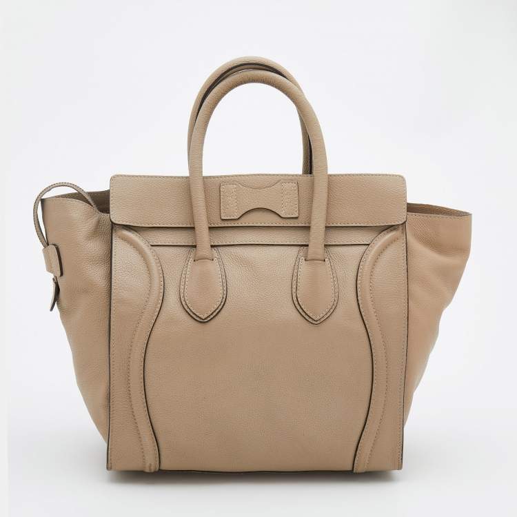 Pre Owned Celine Beige Leather Mini Luggage Tote