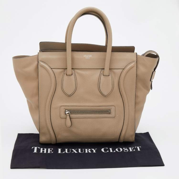 Pre Owned Celine Beige Leather Mini Luggage Tote