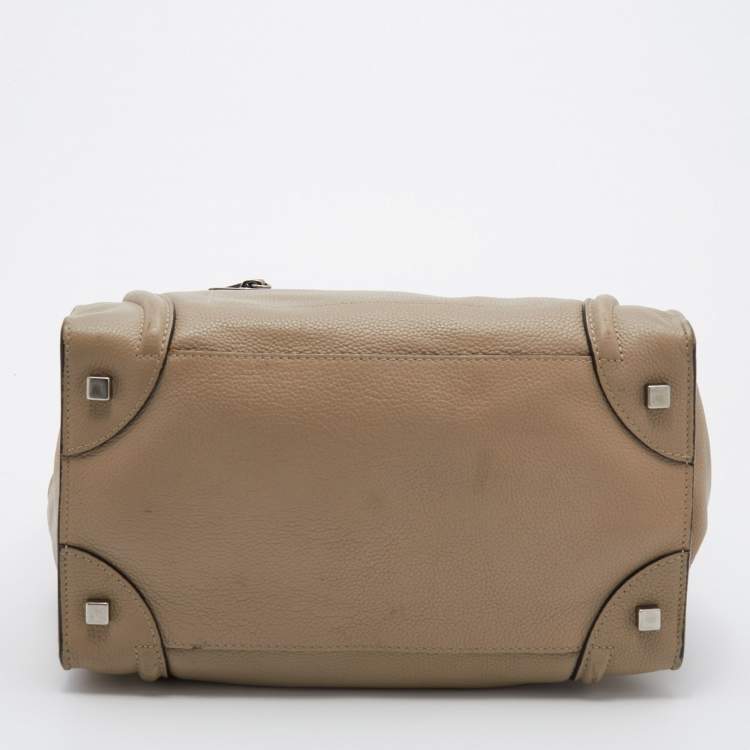 Pre Owned Celine Beige Leather Mini Luggage Tote