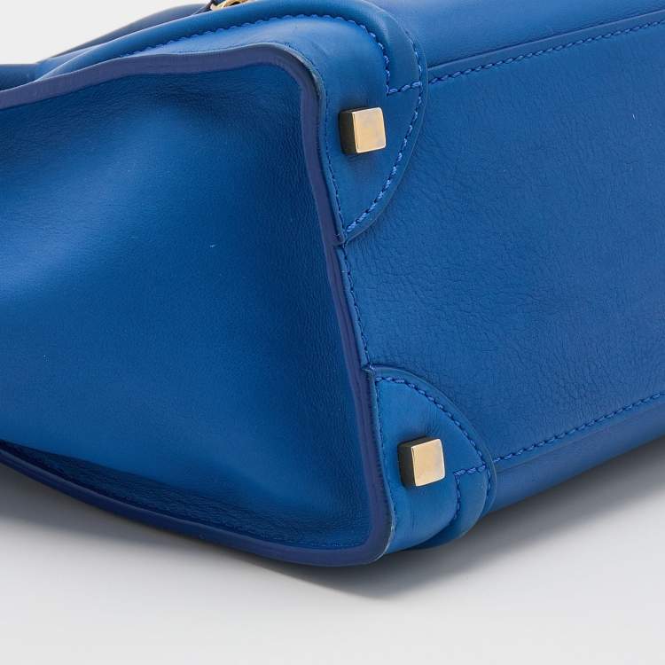 Pre Owned Celine Blue Leather Micro Luggage Tote