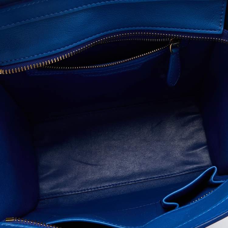 Pre Owned Celine Blue Leather Micro Luggage Tote