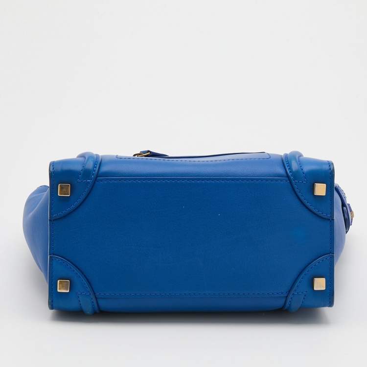 Pre Owned Celine Blue Leather Micro Luggage Tote