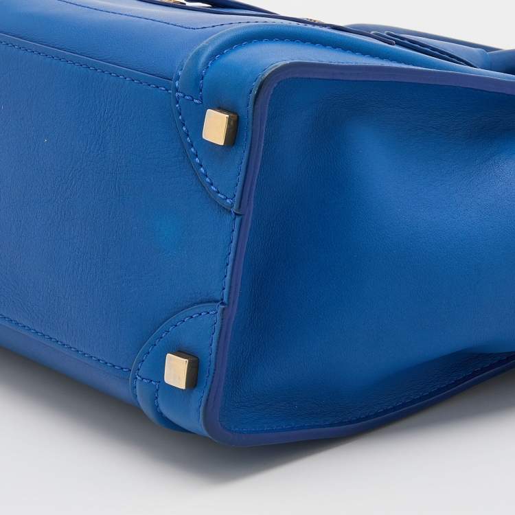Pre Owned Celine Blue Leather Micro Luggage Tote