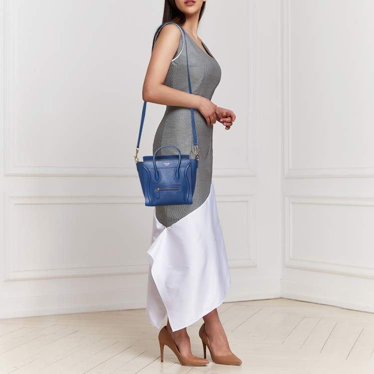 Pre Owned Céline Blue Leather Nano Luggage Tote