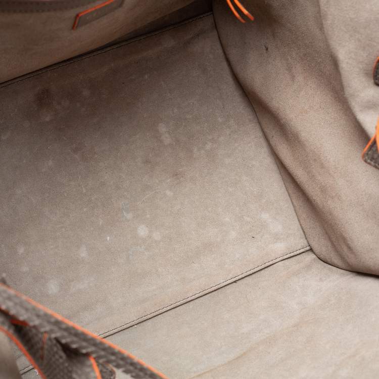 Pre Owned Celine Grey/Neon Orange Python Leather Medium Phantom Luggage Tote