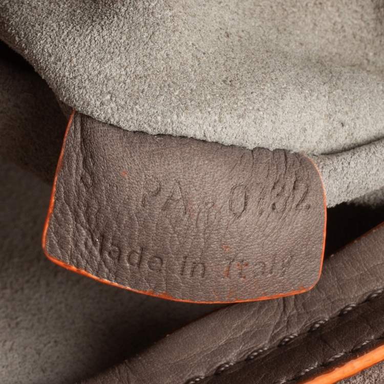 Pre Owned Celine Grey/Neon Orange Python Leather Medium Phantom Luggage Tote