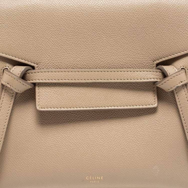 Pre Owned Celine Beige Leather Nano Belt Top Handle Bag 