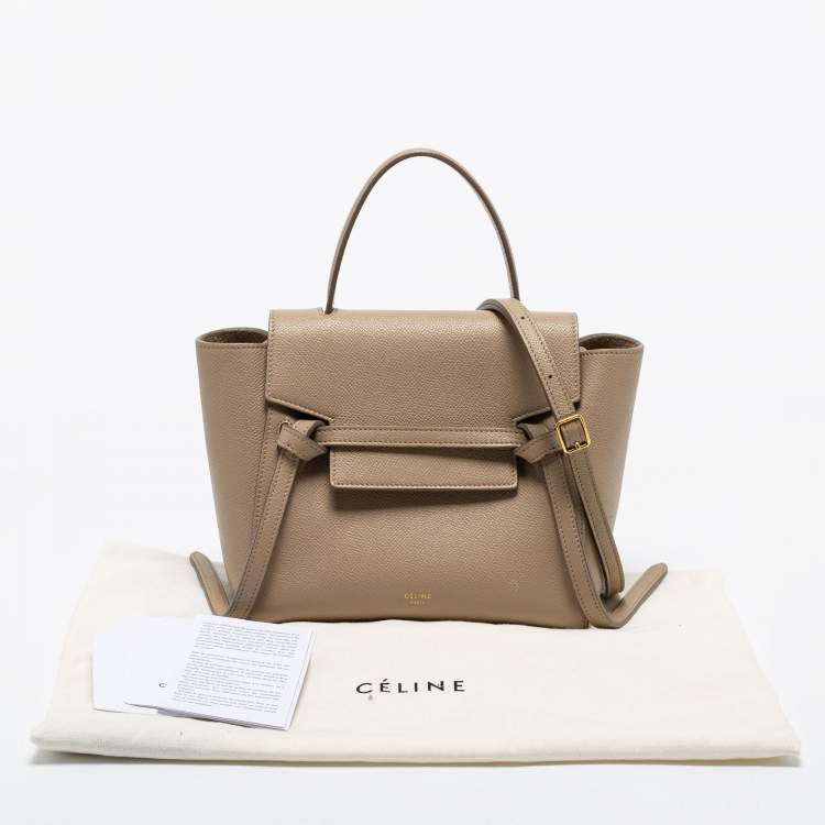 Pre Owned Celine Beige Leather Nano Belt Top Handle Bag 