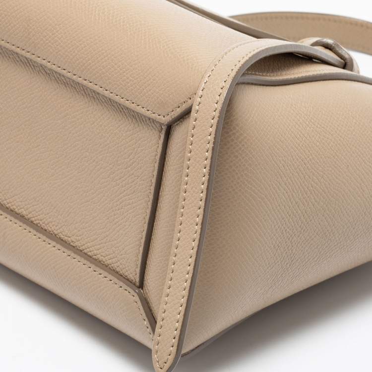Pre Owned Celine Beige Leather Nano Belt Top Handle Bag 