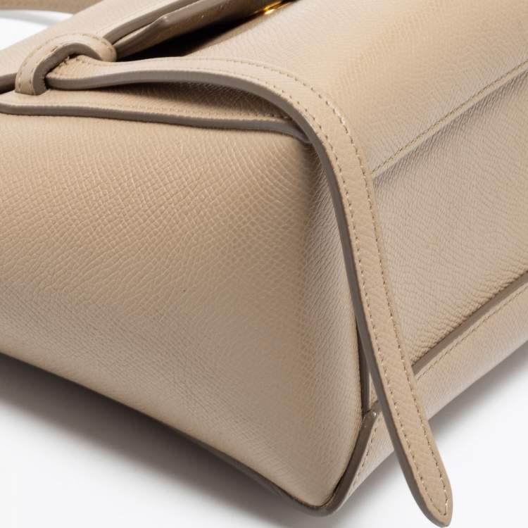 Pre Owned Celine Beige Leather Nano Belt Top Handle Bag 
