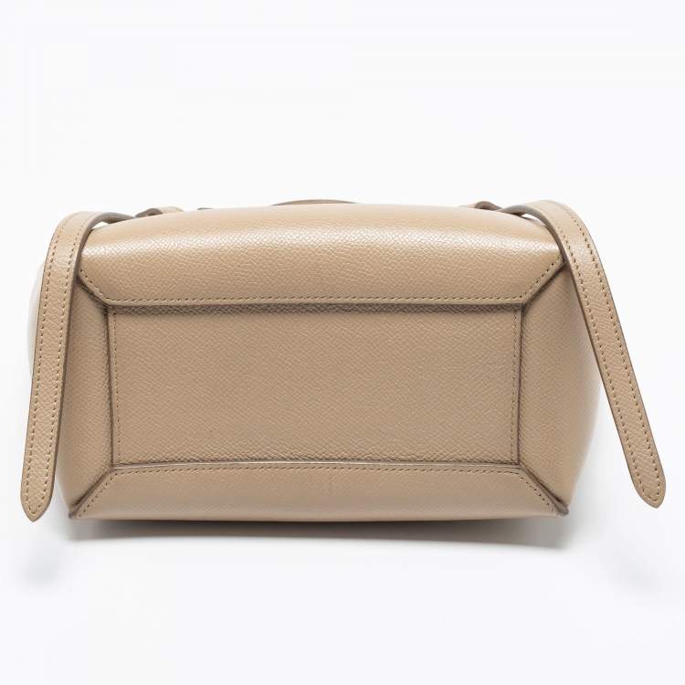 Pre Owned Celine Beige Leather Nano Belt Top Handle Bag 