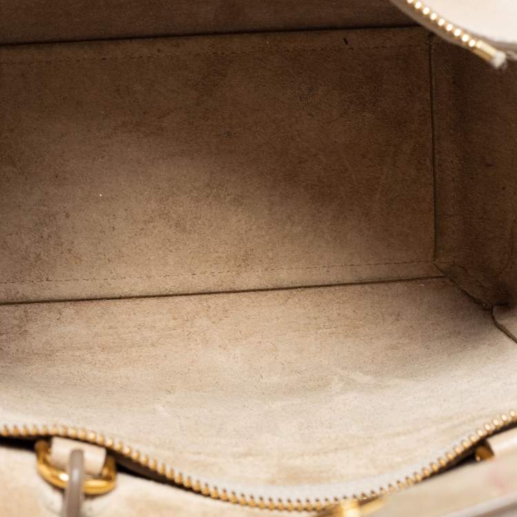 Pre Owned Celine Beige Leather Nano Belt Top Handle Bag 