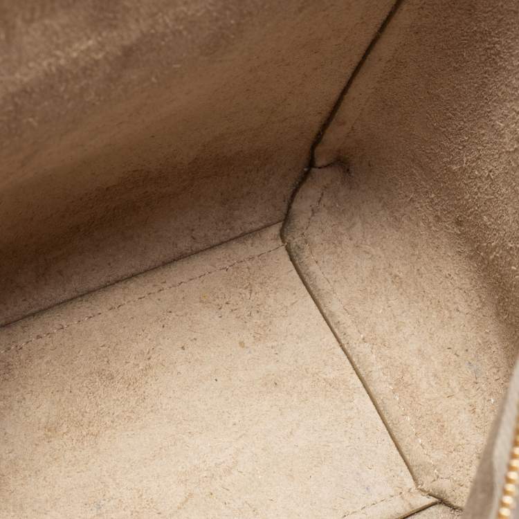 Pre Owned Celine Beige Leather Nano Belt Top Handle Bag 