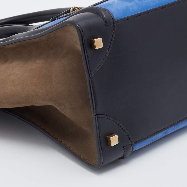 Pre Owned Celine Tricolor Nubuck And Leather Mini Luggage Tote