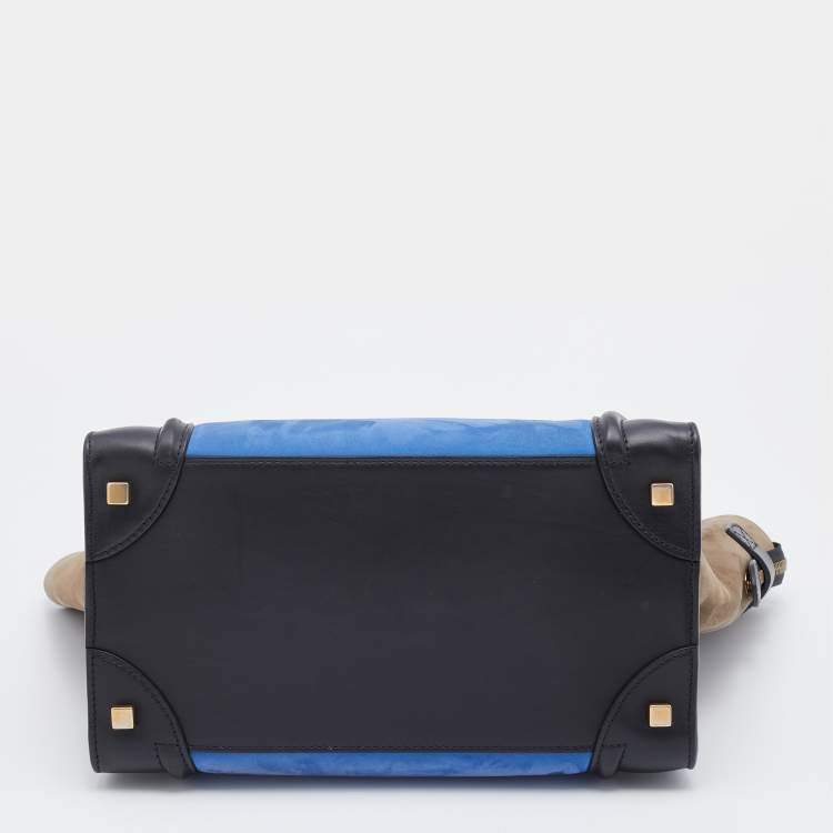 Pre Owned Celine Tricolor Nubuck And Leather Mini Luggage Tote