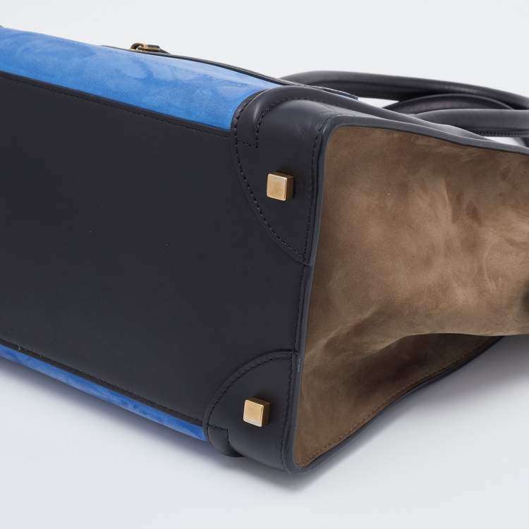 Pre Owned Celine Tricolor Nubuck And Leather Mini Luggage Tote